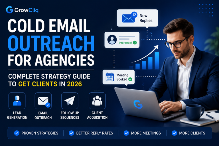 Cold Email Outreach for Agencies strategy guide showing lead generation, email outreach, and client acquisition process in 2026.
